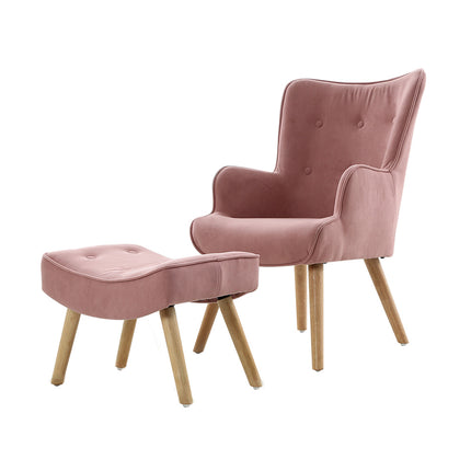 Artiss Ottoman Foot Stool Round Velvet Pink.