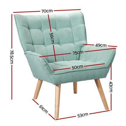 Artiss Armchair Lounge Chair Accent Chairs Sofa Linen Fabric Cushion Seat Blue.
