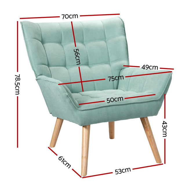 Artiss Armchair Lounge Chair Accent Chairs Sofa Linen Fabric Cushion Seat Blue.