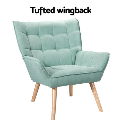 Artiss Armchair Lounge Chair Accent Chairs Sofa Linen Fabric Cushion Seat Blue.