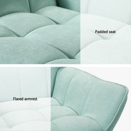 Artiss Armchair Lounge Chair Accent Chairs Sofa Linen Fabric Cushion Seat Blue.