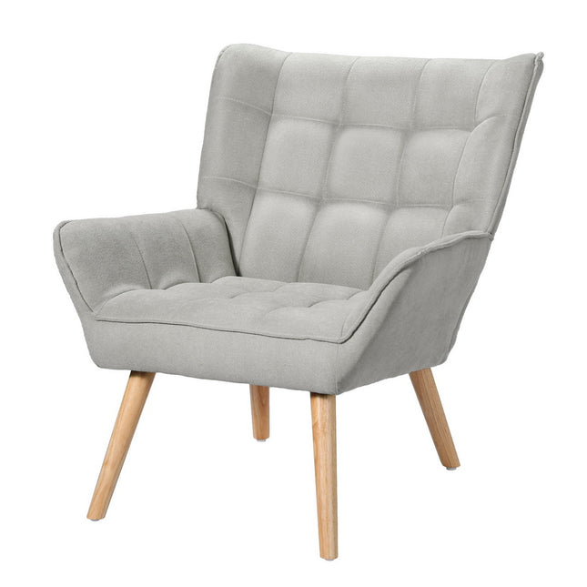 Artiss Armchair Lounge Chair Accent Chairs Sofa Linen Fabric Cushion Seat Grey.