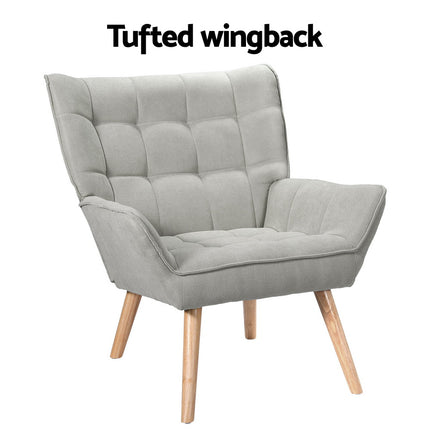 Artiss Armchair Lounge Chair Accent Chairs Sofa Linen Fabric Cushion Seat Grey.