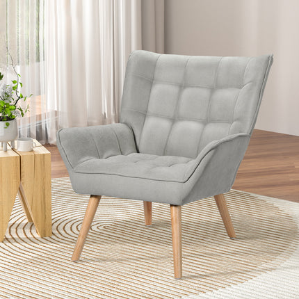 Artiss Armchair Lounge Chair Accent Chairs Sofa Linen Fabric Cushion Seat Grey.
