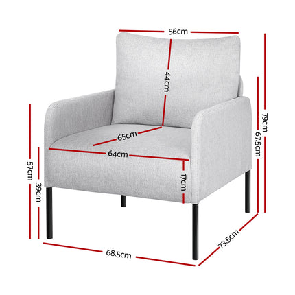Artiss Armchair Accent Chair Pillow Fabric Grey.