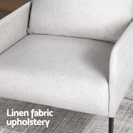 Artiss Armchair Accent Chair Pillow Fabric Grey.