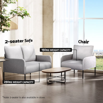 Artiss Armchair Accent Chair Pillow Fabric Grey.