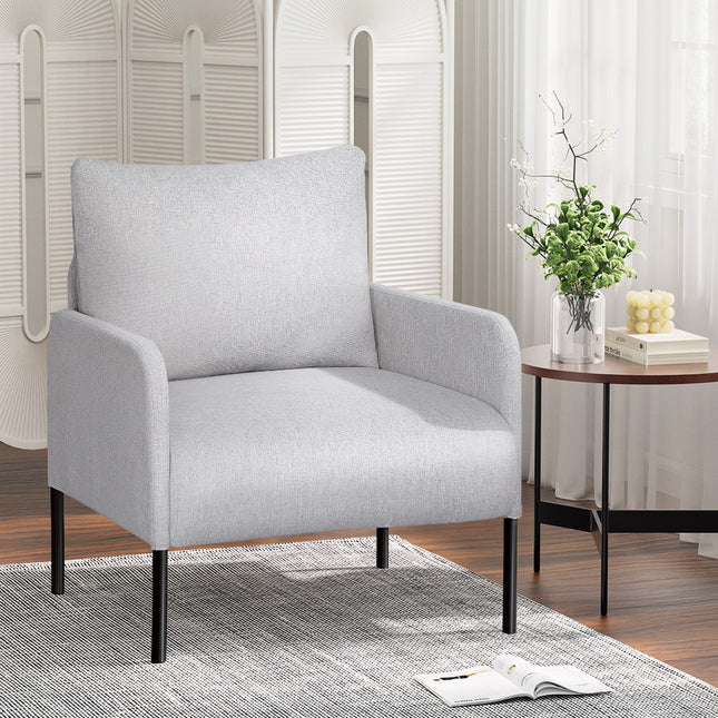 Artiss Armchair Accent Chair Pillow Fabric Grey.