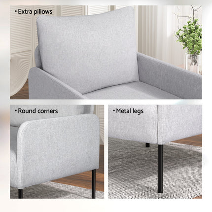 Artiss Armchair 4 Seater Sofa Set Pillow Gery Kane.