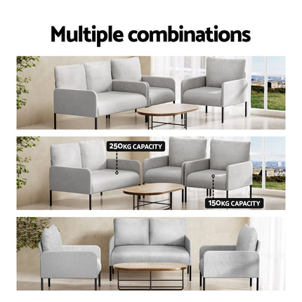Artiss Armchair 4 Seater Sofa Set Pillow Gery Kane.