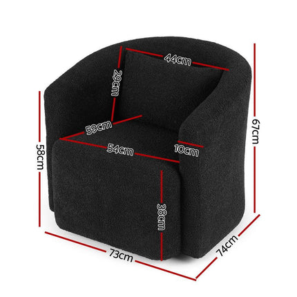Artiss Round Swivel Armchair Sherpa Fleece Black.