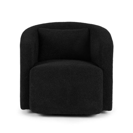 Artiss Round Swivel Armchair Sherpa Fleece Black.