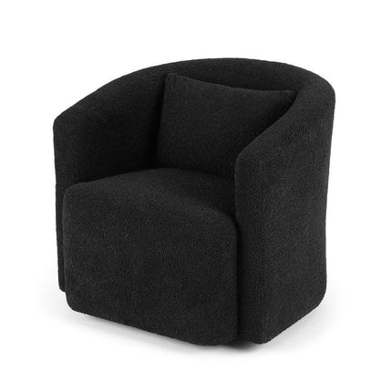 Artiss Round Swivel Armchair Sherpa Fleece Black.
