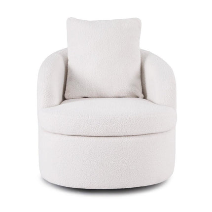 Artiss Round Swivel Armchair Extra Pillow White.