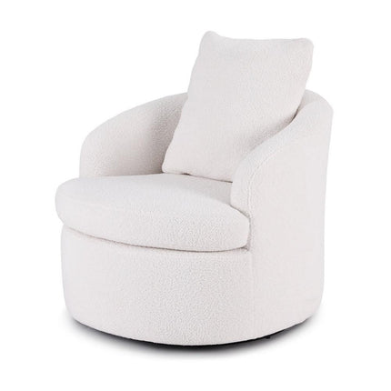 Artiss Round Swivel Armchair Extra Pillow White.