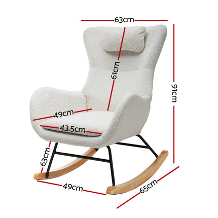Artiss Rocking Chair Armchair Pillow Boucle White.