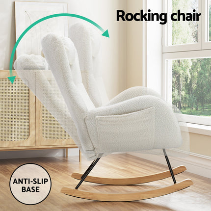 Artiss Rocking Chair Armchair Pillow Boucle White.