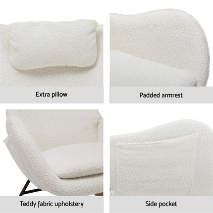 Artiss Rocking Chair Armchair Pillow Boucle White.