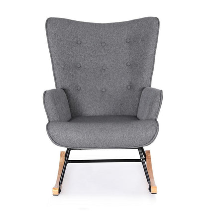 Artiss Rocking Armchair Nursing Chair Linen Fabric Grey.