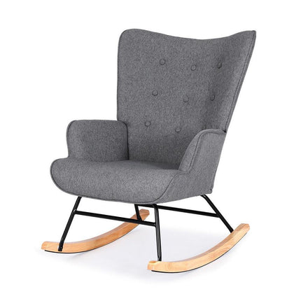 Artiss Rocking Armchair Nursing Chair Linen Fabric Grey.