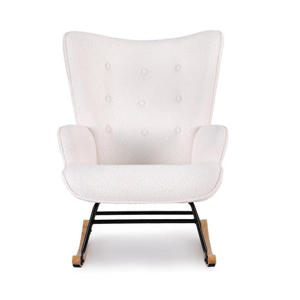 Artiss Rocking Armchair Nursing Chair Boucle Fabric White.