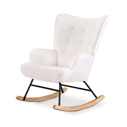 Artiss Rocking Armchair Nursing Chair Boucle Fabric White.