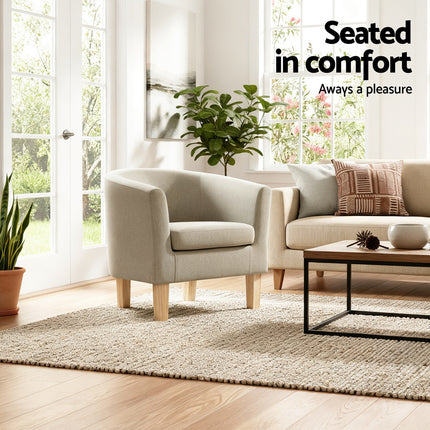 Artiss Armchair Tub Chair Beige Abby.