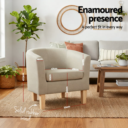 Artiss Armchair Tub Chair Beige Abby.