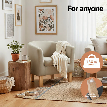Artiss Armchair Tub Chair Beige Abby.