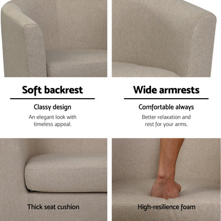 Artiss Armchair Tub Chair Beige Abby.