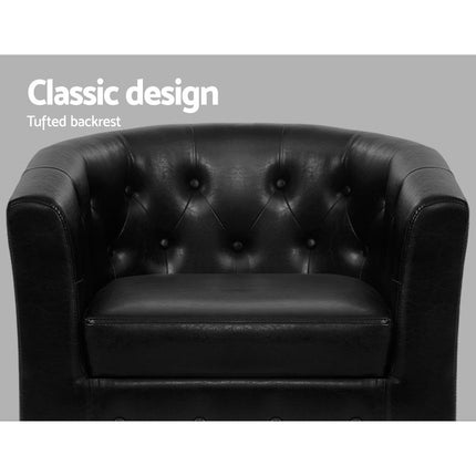 Artiss Armchair Set with Ottoman Black Ava.
