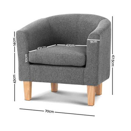 Artiss Abby Fabric Armchair - Grey.