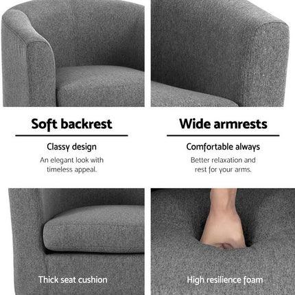 Artiss Abby Fabric Armchair - Grey.