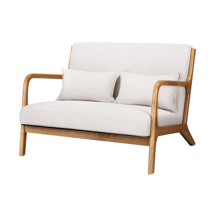 Artiss Armchair Lounge Chair Accent Armchairs Couch Sofa Loveseat Beige Wood.