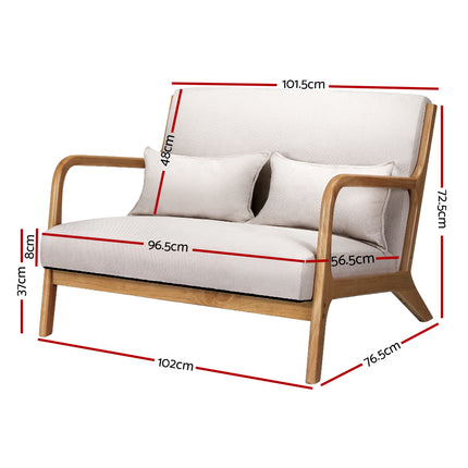 Artiss Armchair Lounge Chair Accent Armchairs Couch Sofa Loveseat Beige Wood.