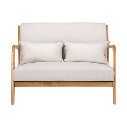 Artiss Armchair Lounge Chair Accent Armchairs Couch Sofa Loveseat Beige Wood.