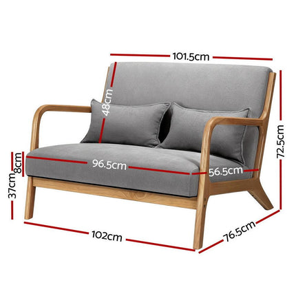 Artiss Armchair 2-seater Loveseat Fabric Grey.