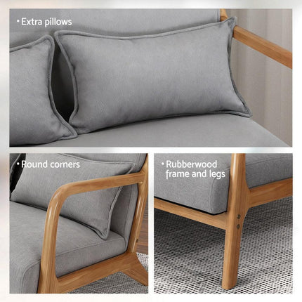 Artiss Armchair 2-seater Loveseat Fabric Grey.