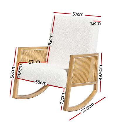Artiss Armchair Rocking Chair Boucle Rattan White.