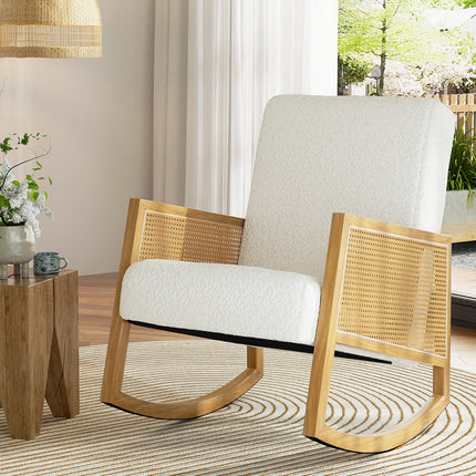 Artiss Armchair Rocking Chair Boucle Rattan White.