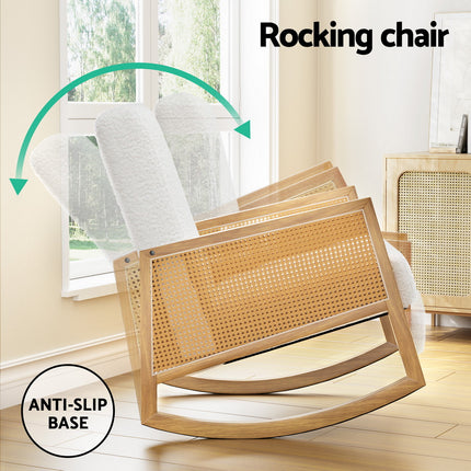 Artiss Armchair Rocking Chair Boucle Rattan White.