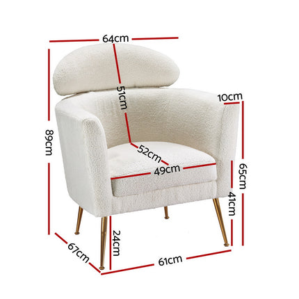 Artiss Armchair Boucle Fabric White Yoli.