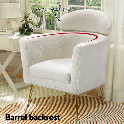 Artiss Armchair Boucle Fabric White Yoli.