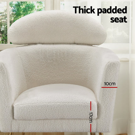Artiss Armchair Boucle Fabric White Yoli.