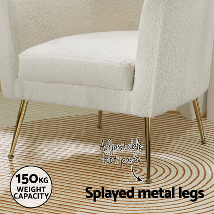 Artiss Armchair Boucle Fabric White Yoli.