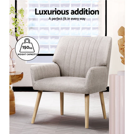 Artiss Armchair Fabric Beige Sebastini.
