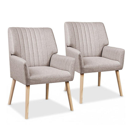 Artiss 2X Armchair Faux Fabric Beige.