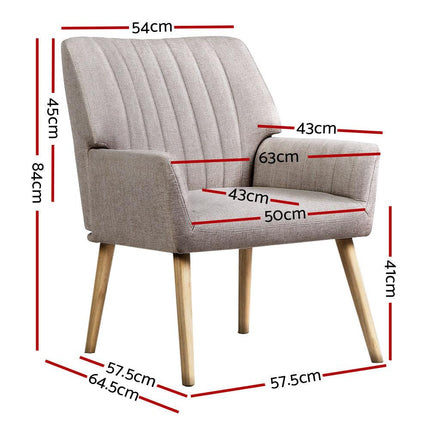 Artiss 2X Armchair Faux Fabric Beige.