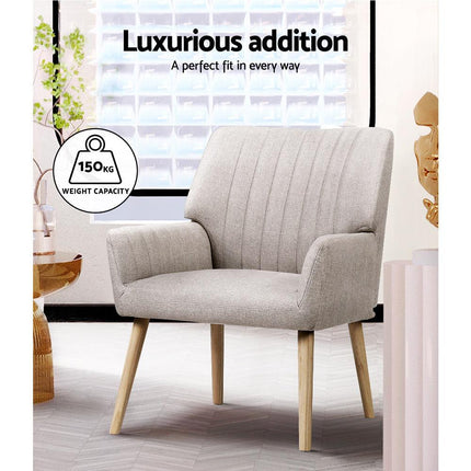 Artiss 2X Armchair Faux Fabric Beige.