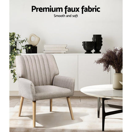 Artiss 2X Armchair Faux Fabric Beige.